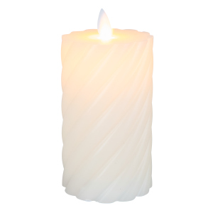 LED Kerze im Wellendesign - taupe - ca. 7,5 x 12,5 cm