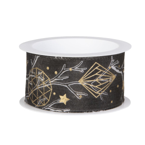 Geschenkband - Ornamente - anthrazit/gold - ca. 200 x 4 cm