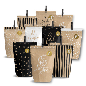 Adventskalender-Bastelset - schwarz/natur