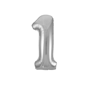 Minifolienballon Zahl 1 silber - ca. 40 cm