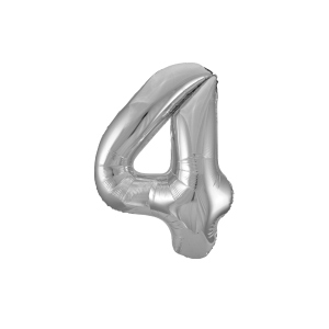 Minifolienballon Zahl 4 silber - ca. 40 cm