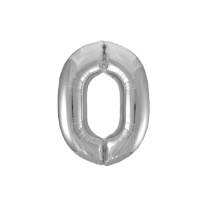 Folienballon Zahl 0 silber - ca. 86 cm
