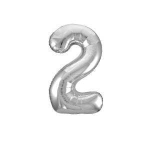 Folienballon Zahl 2 silber - ca. 86 cm