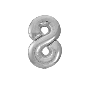 Folienballon Zahl 8 silber - ca. 86 cm