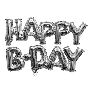 Folienballonset - Happy B-Day - silber