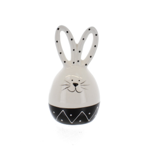 Hase weiß/schwarz - ca. 8 x 6,5 x 15,5 cm