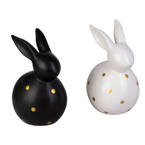 Hase mit goldenen Punkten - ca. 10,5 x 9 x 16 cm - 1 Stück