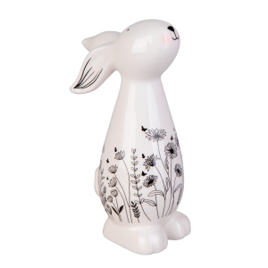 Deko Hase - mit Blumen - ca. 9,5 x 6,5 x 17,5 cm