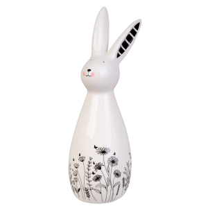 Hase stehend mit Blumen - ca. 14 x 10 x 30 cm