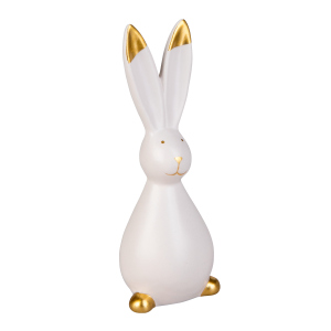 Deko-Hase - weiß/gold - ca. 4,5 x 5 x 14 cm