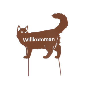 Pflanzenstecker Katze - Willkommen - ca. 35 x 0,5 x 42 cm