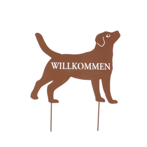 Pflanzenstecker Hund - Willkommen - ca. 34 x 0,5 x 40 cm