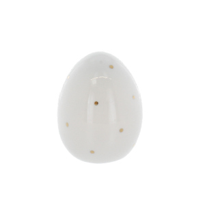 Oster-Ei - weiß mit goldenen Punkten - Keramik - ca. 6,5 x 8 cm