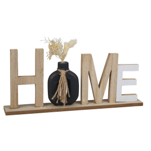 Schriftzug - Home - mit Trockenblumen - ca. 35 x 5 x 22 cm