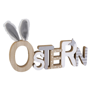 Schriftzug - Ostern - Holz mit Plüschohren - ca. 30 x 2 x 19,5 cm