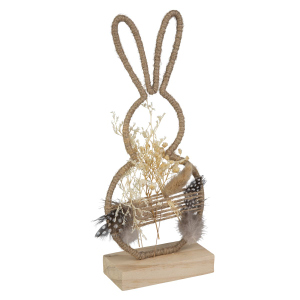 Standdeko - Hasensilhouette - mit Trockenblumen - ca. 11 x 5 x 26,5 cm