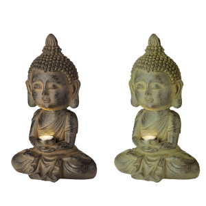 Solar Figur - Buddha - warmweiß - ca. 12,5 x 8 x 19 cm - 1 Stück