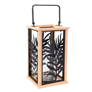 Laterne Blätter schwarz/braun - ca. 19 x 36 cm