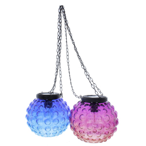 Hängelaterne mit Solar LED - blau oder pink - ca. 18 x 16 / 43,5 cm - 1 Stück