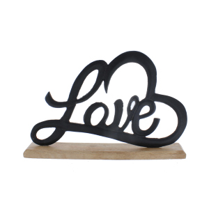 Schriftzug - Love - schwarz/braun - ca. 33 x 5 x 22 cm