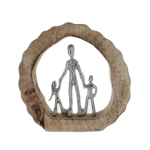 Standdeko - Mutter/Vater und Kinder - braun/silber - ca. 22 x 4 x 22 cm