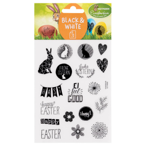 Eiersticker - Black & White - Frohe Ostern - 2 Stickerbögen