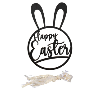 Hängedeko - aus Holz - Happy Easter - schwarz - ca. 20 x 30 cm