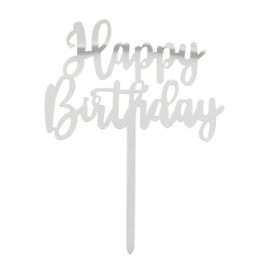 Kuchentopper - Happy Birthday - silber - ca. 15,5 x 11 cm