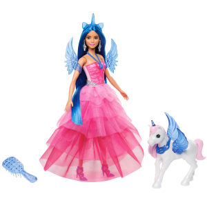 Barbie - Saphir - Einhornpuppe mit Flügeln und Einhornfohlen - blaue Haare