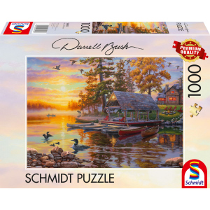 Puzzle - Darrell Bush - Bootshaus mit Kanus - 1000 Teile