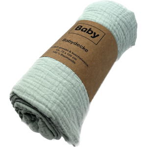 Mulldecke - aus Baumwolle - 75 x 100 cm - 3-lagig - grün