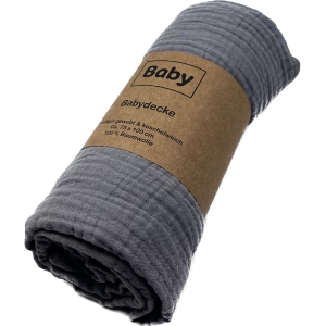 Mulldecke - aus Baumwolle - 75 x 100 cm - 3-lagig - grau