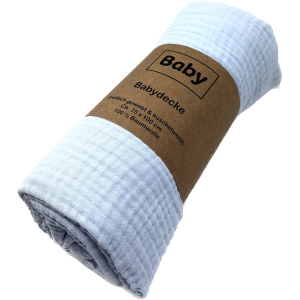 Mulldecke - aus Baumwolle - 75 x 100 cm - 3-lagig - hellblau