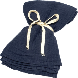 Mulltücher - aus Baumwolle - 60 x 60 cm - 3 Stück - blau