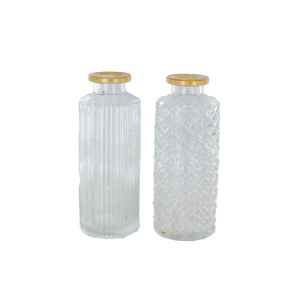 Vase Flasche klar/gold - ca. 5,5 x 13 cm - 1 Stück