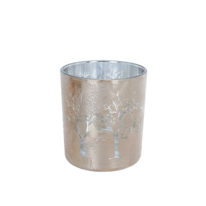 Teelichtglas - Bäume - braun/silber - ca. 7 x 8 cm