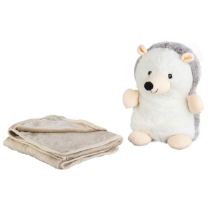 Igel-Kissen mit Decke - braun/weiß - ca. 80 x 117