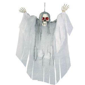 Dekohänger - Totenkopf mit Gewand weiß  - ca. 110 x 104 x 17 cm