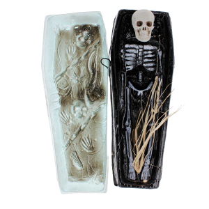 Halloweendeko - Sarg mit Skelett - ca. 48 x 21 x 14 cm