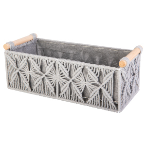 Körbchen Boho - grau - ca. 35 x 17 x 10 / 11 cm