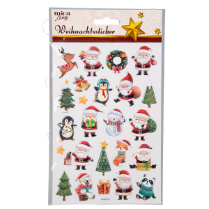 Sticker Weihnachten - Weihnachtsmänner und Tannenbäume