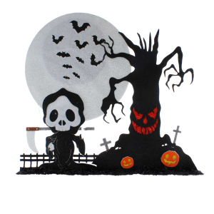 Gruselbaum auf Friedhof - ca. 54,5 x 5 x 50 cm