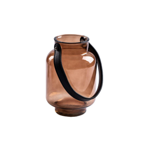 Windlicht - aus Glas - ca. Ø 11,7 x 17,7 cm - braun 