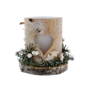 Teelichthalter Stamm mit Herzöffnung - ca. 12 x 13 x 14 cm