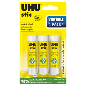 UHU stic - 3 Klebestifte - 3 x 8,2 g - Vorteilspack 