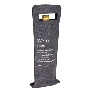 Geschenktasche für Weinflasche - grau - aus Filz - ca. 42 x 14,5 cm - 1 Stück