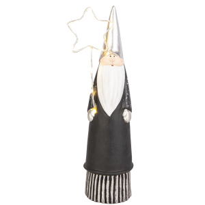 Wichtel stehend mit Stern und LED - ca. 7,5 x 7 x 28 cm