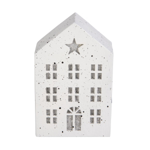 Dekohaus - weiß/silber - ca. 9 x 5 x 14 cm