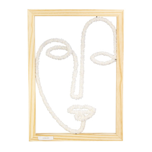 Wandbild - Gesicht - weiß/braun - ca. 29 x 2 x 40 cm