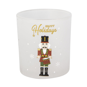 Teelichtglas - Happy Holidays - ca. 7 x 8 cm